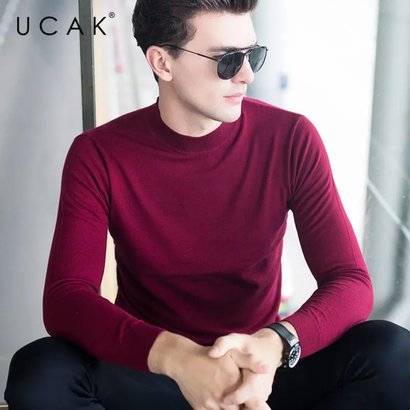 UCAK Brand Sweater Men Pure Merino Wool Pullover Men Autumn Winter Turtleneck Cashmere Sweaters Classic Casual Pull Homme U3007 UCAK Brand Sweater Men Pure Merino Wool Pullover Men Autumn Winter Turtleneck Cashmere Sweaters Classic Casual Pull Homme U3007