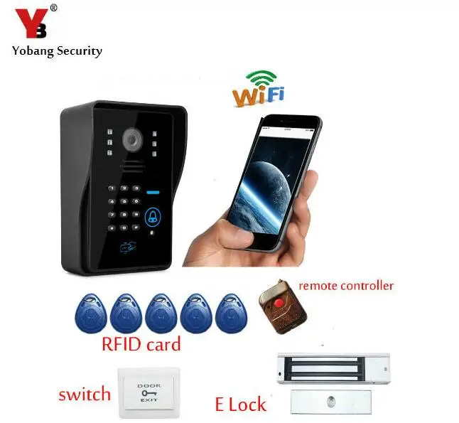 

YobangSecurity Wireless WiFi Video Door Phone Doorbell Intercom with Magnetic Electronick Lock,RFID Keyfobs,Remote Controller