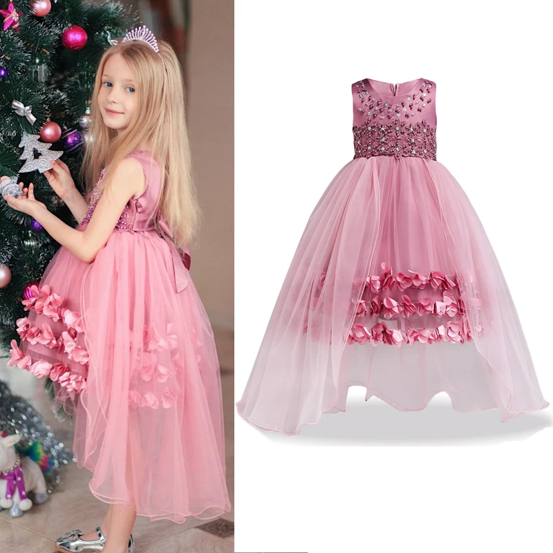 Платье подружки невесты с цветочным узором для девочек; свадебное платье для девочек; элегантное платье принцессы детское вечернее платье для девочек; костюм для детей 3, 6, 12 лет