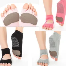 3 пары для женщин босые ноги упражнения фитнес Кожа pad Нескользящие без ног носки Йога носки Пилатес