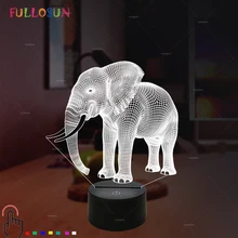 Gift Lights Elephant 3D LED Night Lights Novelty LED Animal Lamp Colorful Changing LED Touch Table Lamp as Bedroom Decoration cute unicorn horse animal 3d led 7 colorful wood lamp as lights for kids gift