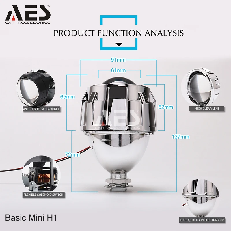 Биксеноновая линза для проектора AES 2 5 дюймовый базовый Мини H1 HID с мини