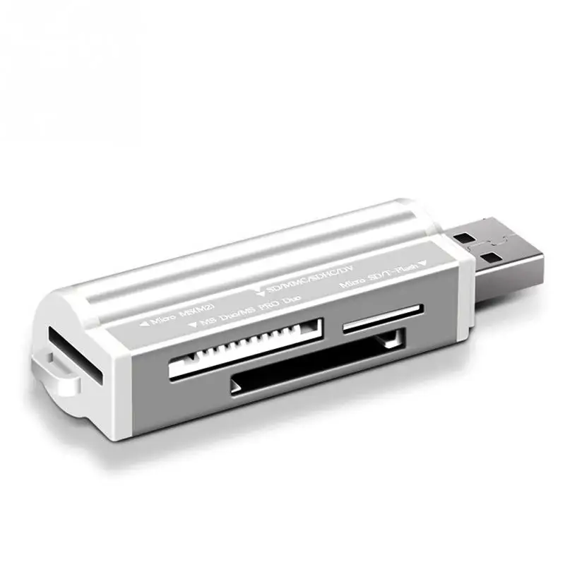 silver Мульти все в 1 Micro USB 2,0 считыватель карт памяти Адаптер для Micro HC TF M2 MMC MS PRO DUO кардридер - Цвет: silver