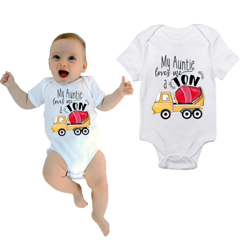 Infant Boy Girl Romper Toddler Baby My Auntie Loves Me Onesies Bodysuit Outfit…