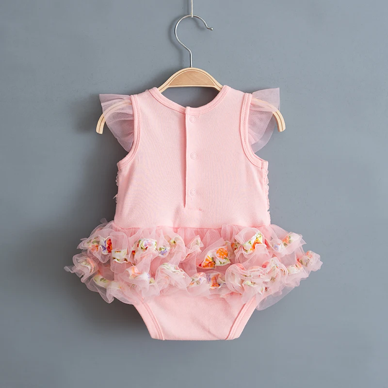 Милая Одежда для маленьких девочек; летнее кружевное платье на крестины с цветами для новорожденных; пышные платья для крещения; реквизит для фотосессии