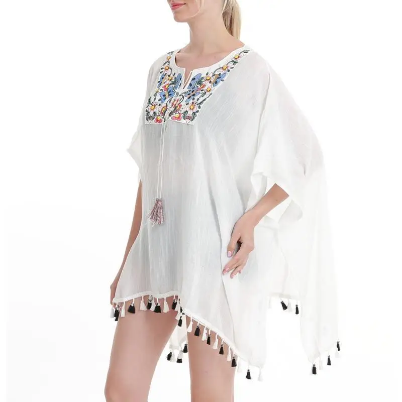 

New Arrivals Beach Cover up White Tassel Swimwear Ladies Walk on The Beach Sexy Beach Cover up Praia Beach Wear