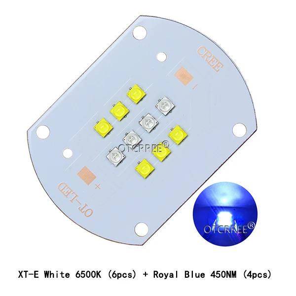 50 Вт Cree Xlamp XTE белый 6 шт. 6500 К и 4 шт. Королевский синий 450NM светодиодный светильник-излучатель лампа для аквариума для выращивания кораллов - Испускаемый цвет: 6W4RB
