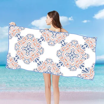 

80*160cm Absorbent Microfiber Large Beach Towel for Adult FlowerPrinted Women Swimwear Beach Cover Bathroom Big Bath Towel Mats