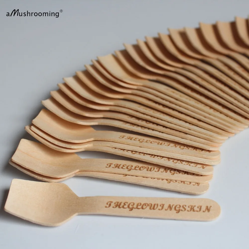 100 Customized Mini Spoons Handwritting Flat Spoons Dessert Spoons