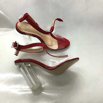

PVC Jelly Sandals Crystal Open Toed High Heels Women Transparent Heel Sandals Slippers Discount Pumps 11CM
