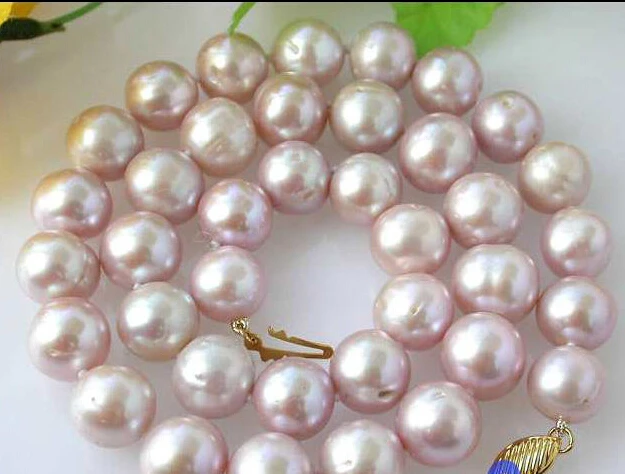 

FREE SHIPPING>>@@@ SHot sale >>AA++17" 12MM lavender ROUND FRESHWATER PEARL NECKLACE