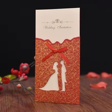 Красная Золотая лазерная резка, для свадьбы Приглашение невесты и жениха пара поздравительная открытка на заказ приглашение на свадьбу вечерние поставки