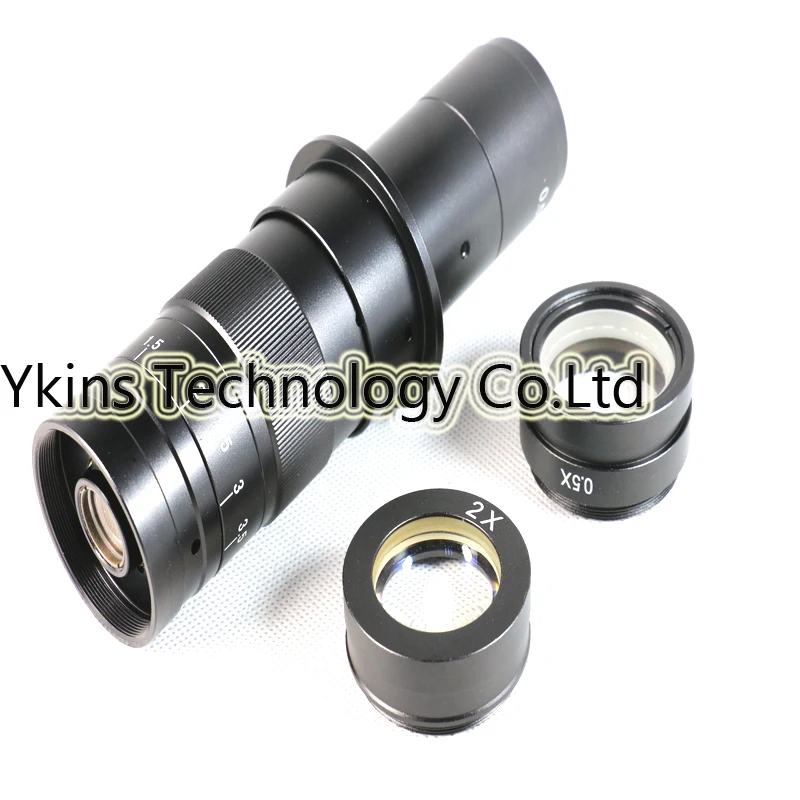 Adjustable MAX 180X Magnification Zoom C mount Lens + 2pc 0.5X 2X