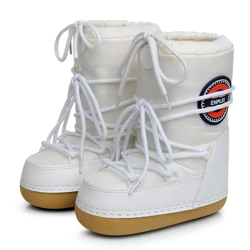 Женские зимние ботинки; модель года; водонепроницаемые Нескользящие зимние ботинки; женская теплая плюшевая зимняя обувь; нескользящие женские ботинки - Цвет: Белый
