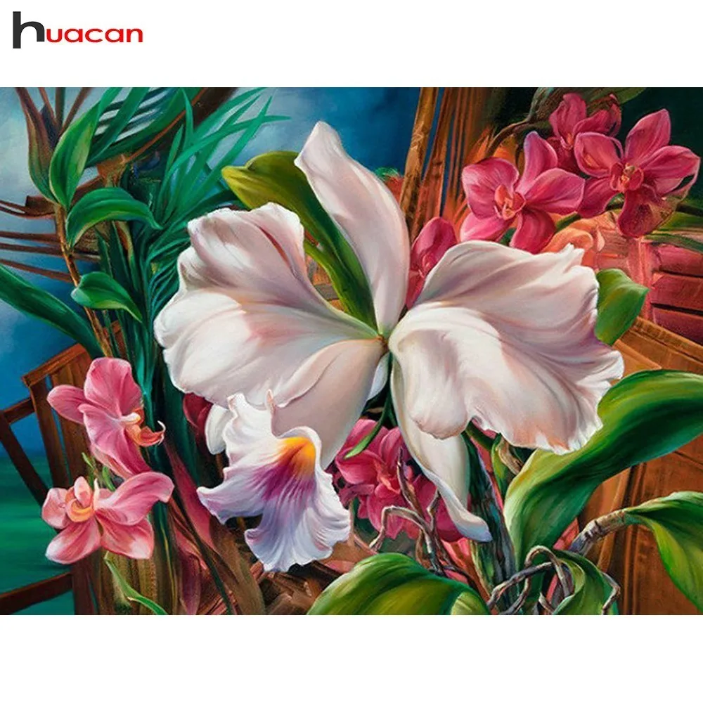 

HUACAN 5D DIY Diamond Mosaic Flower Diamond Embroidery Diamond Painting Butterfly Pictures Needlework Home Decor Gift