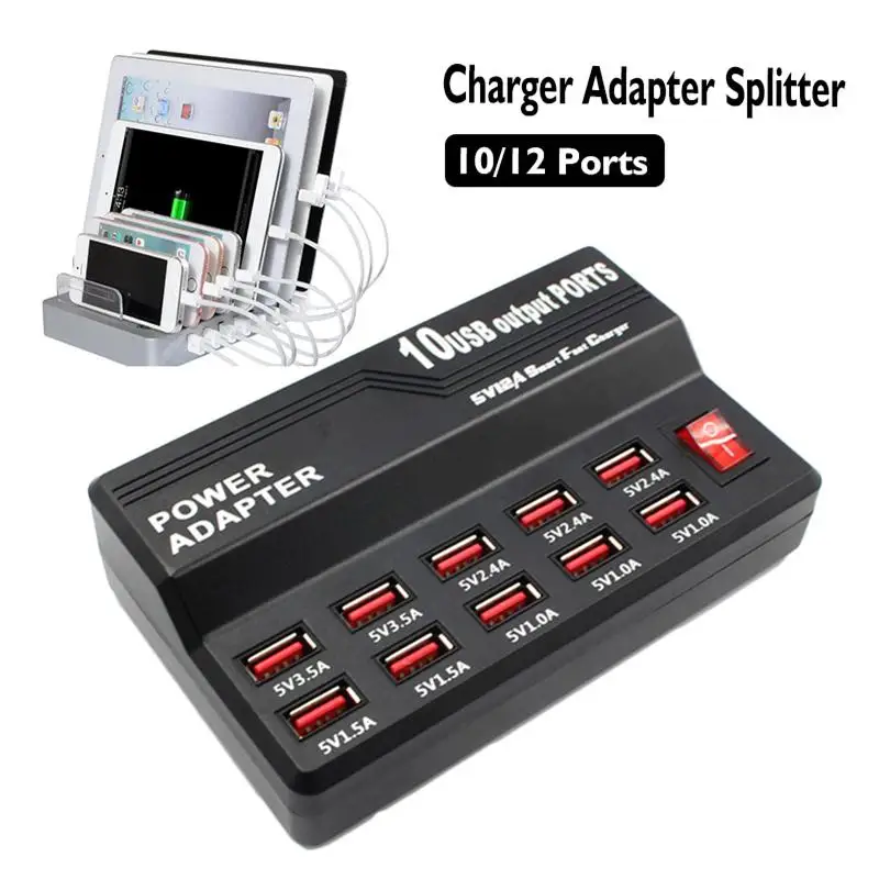 USB концентратор быстрой зарядки 10 12 портов 12A умная зарядная станция зарядное