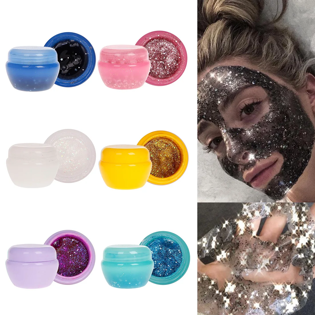 

Romantic Mask Refreshing Moisturizing Firming Bright White Star Mask Glitter Glow Star Shiny Sequins Black Mask Exfoliating