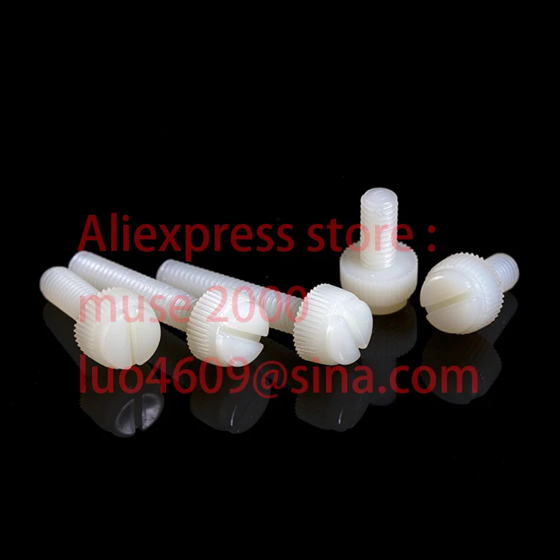 

M3 M4 M5 *4 5 6 8 10 12 16 20 25 30 mm white plastic PA Nylon thumb screw knurled bolt slotted adjusting handle insulation
