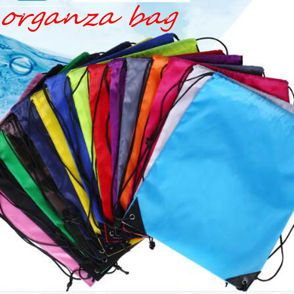

10pcs/lots Polyester cloth Draw pocket nylon Drawstring shopping Travel Storage Pocket double Shoulder package bundle pocket