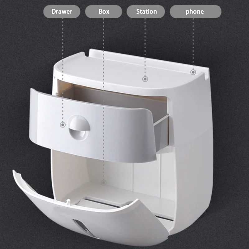 Водонепроницаемый пластиковый держатель для туалетной бумаги для ванной комнаты, настенный ящик для хранения, двойной слой, диспенсер для салфеток, Органайзер