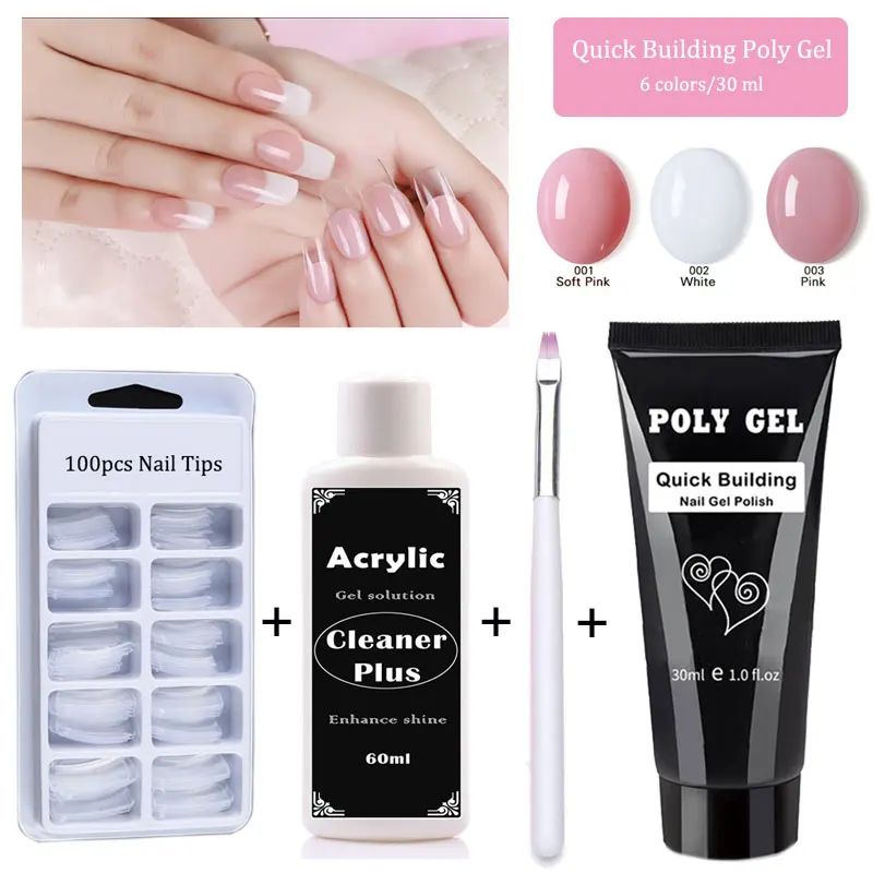 

LGHZLINK 30 g Extend Builder Gel Pply Gel Set Brush Nail Tool Fake Tips Jell Gel Slip Solution Liquid Poly Nail Manicure Tips