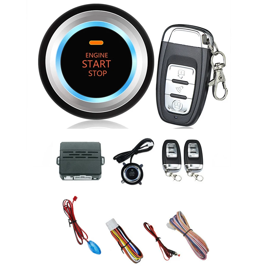 GUBANG Car Start Push Button Remote C3 Alarm System Security Audible alarm Ignition Engine  Free Shipping 12v car ignition switch engine start push button 3 toggle racing panel