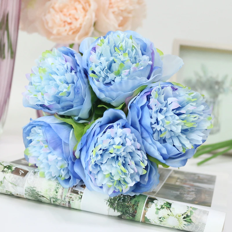 Silk flower wedding bouquet peony dahlias Artificial flowers fall vivid fake wedding flower bridal bouquets decoration (11)