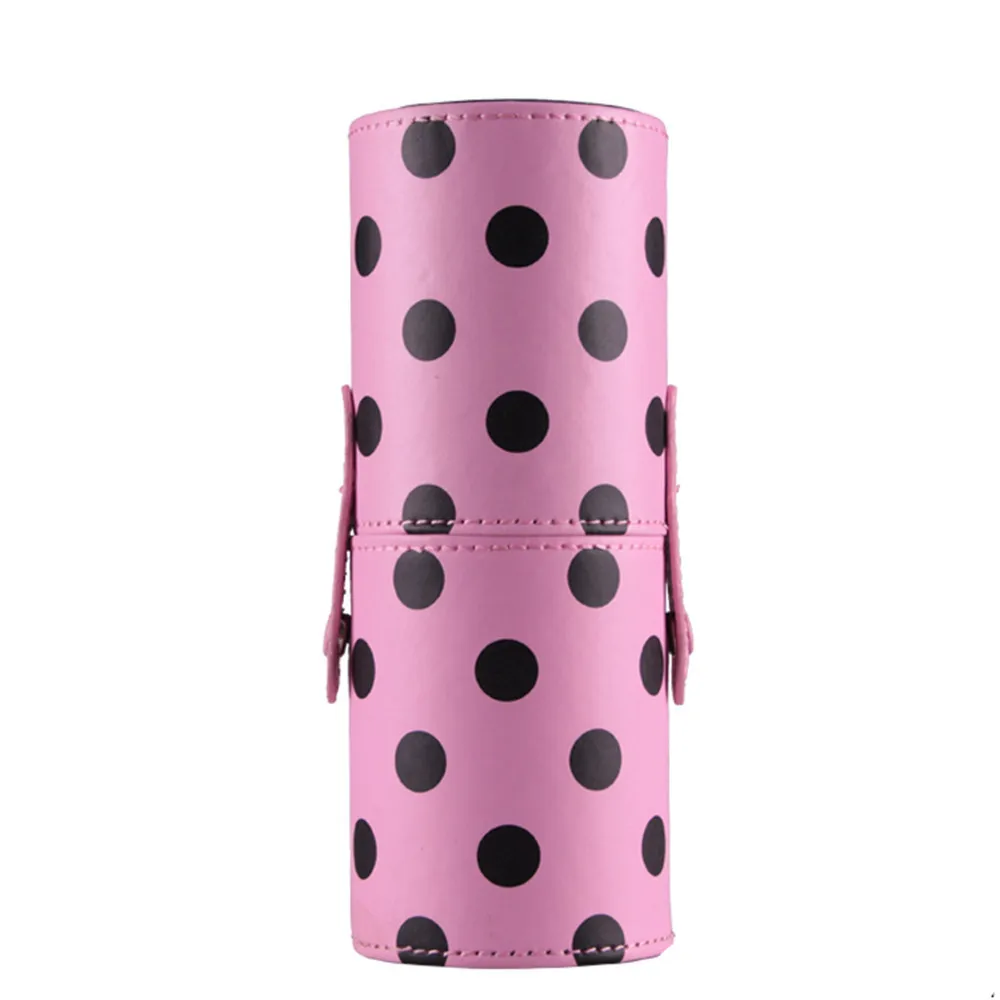 Косметичка для путешествий кисти ручка держатель трубки хранения пустой держатель макияж кисточки в сумке Органайзер из искусственной кожи макияж держатель инструмента - Цвет: Black Dot-pink