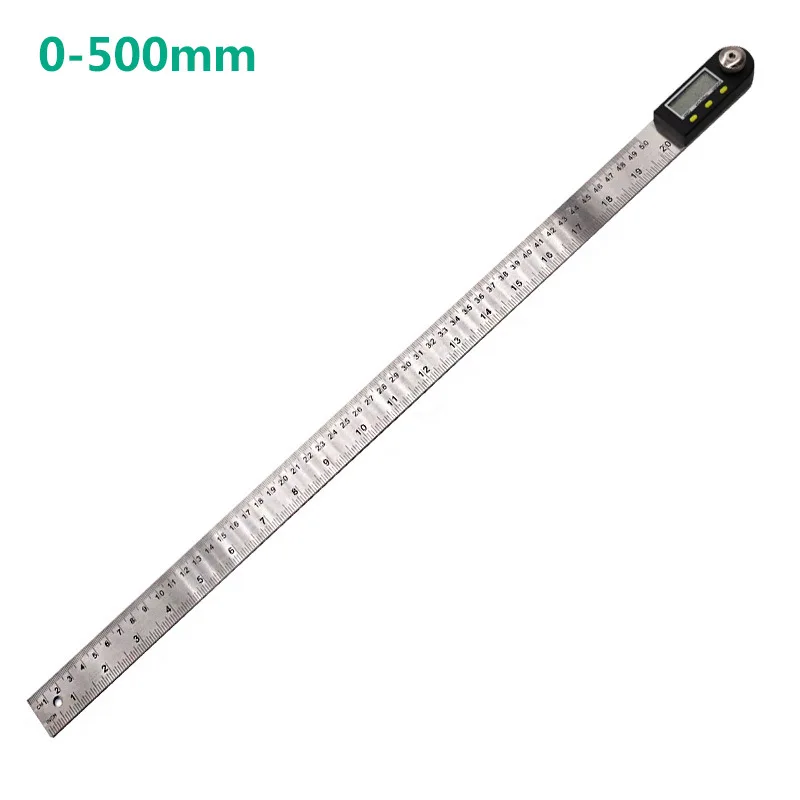 

360 degree 200/300/500mm Stainless Steel Angle Ruler Digital Protractor Inclinometer Goniometer Level Measuring Tool