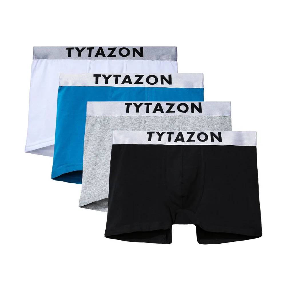 TYTAZON Для мужчин нижнее белье центральной логотип хлопок Fit Boxer Мужские Шорты для