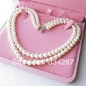 

Exquisite 2 Rows 7-8mm White Pearl Necklace