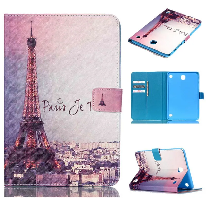 For Samsung Galaxy Tab A 8.0 T350 T355 Case PU Leather Cat Shining Rose Tree Pink Magnetic Smart Tablet Wallet Slots Covesr new  (44)
