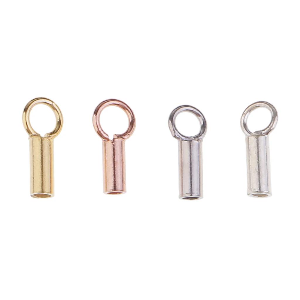 10pcs 925 Sterling Tube Crimp Beads Stopper Beading Cord End Beads Jewelry Making Findings
