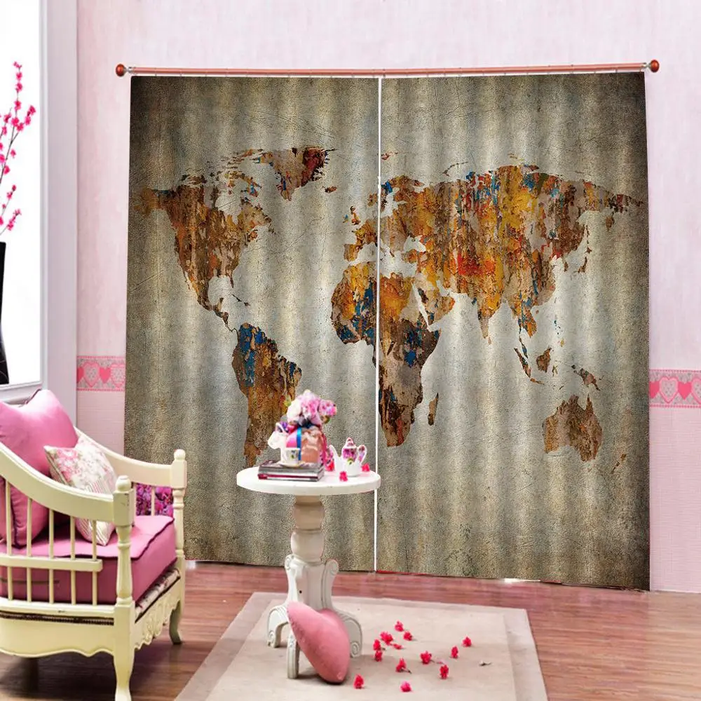 

3D Window Curtain Dinosaur print Luxury Blackout For Living Room map curtains Blackout curtain