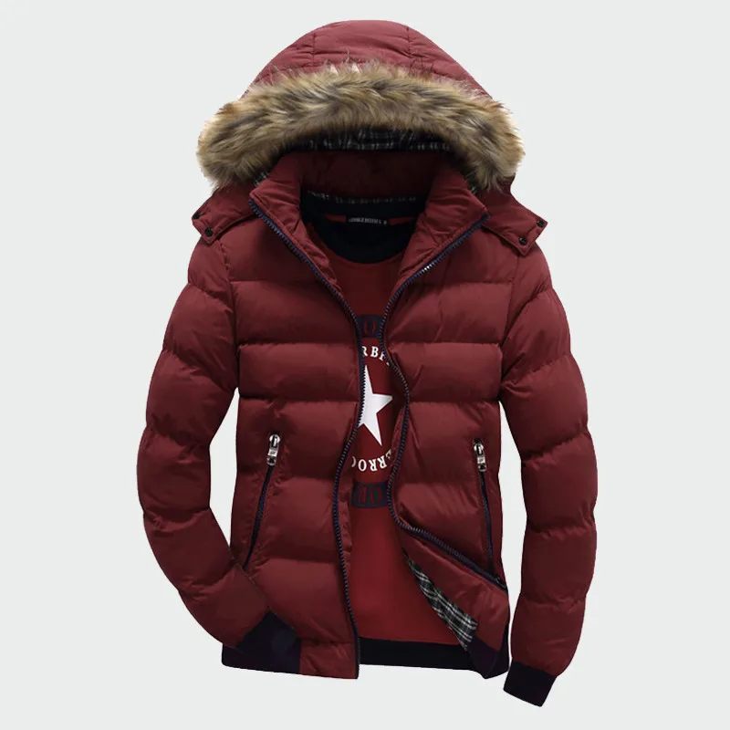 Зимние мужские толстые пальто, теплые мужские куртки с подкладкой, повседневные теплые парки с капюшоном, новые мужские пальто, Мужская брендовая одежда, M-4XL ML061 - Цвет: Solid Red