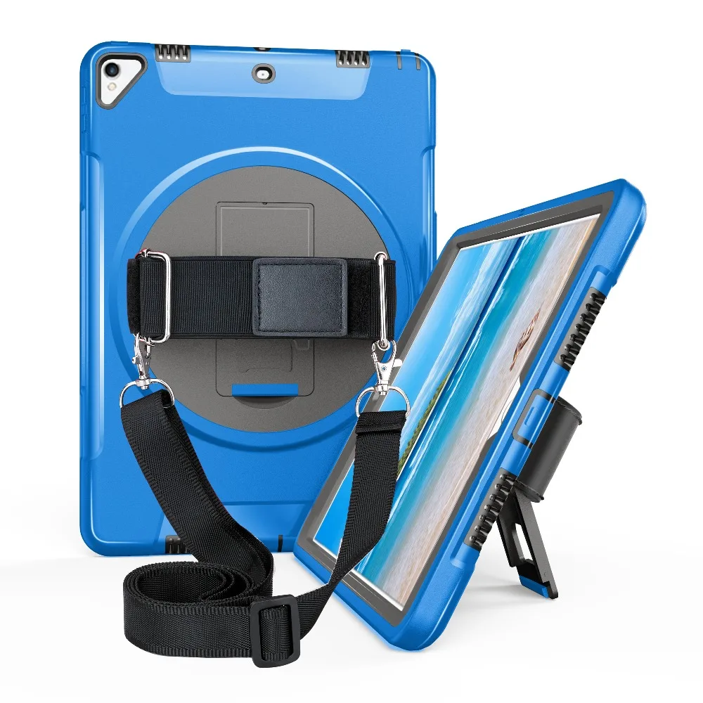 

Miesherk for 2017 iPad Pro 10.5 Case Shockproof Heavy Duty Soft TPU+Hard PC with 360 Rotating Adjustable Hand Strap Neck Strap