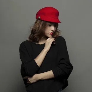 Autumn and winter new arrival woolen button hat vintage rabbit fur decoration short brim peaked knight cap | Аксессуары для одежды