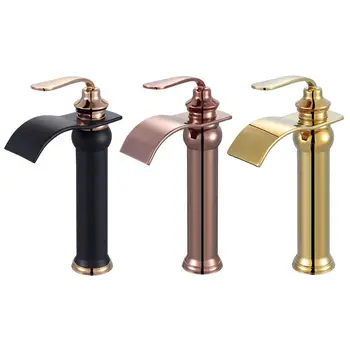 

Brass Waterfall Basin Gold Rose Gold ORB Tap Faucet Mixer With Hot&Cold Water Hose