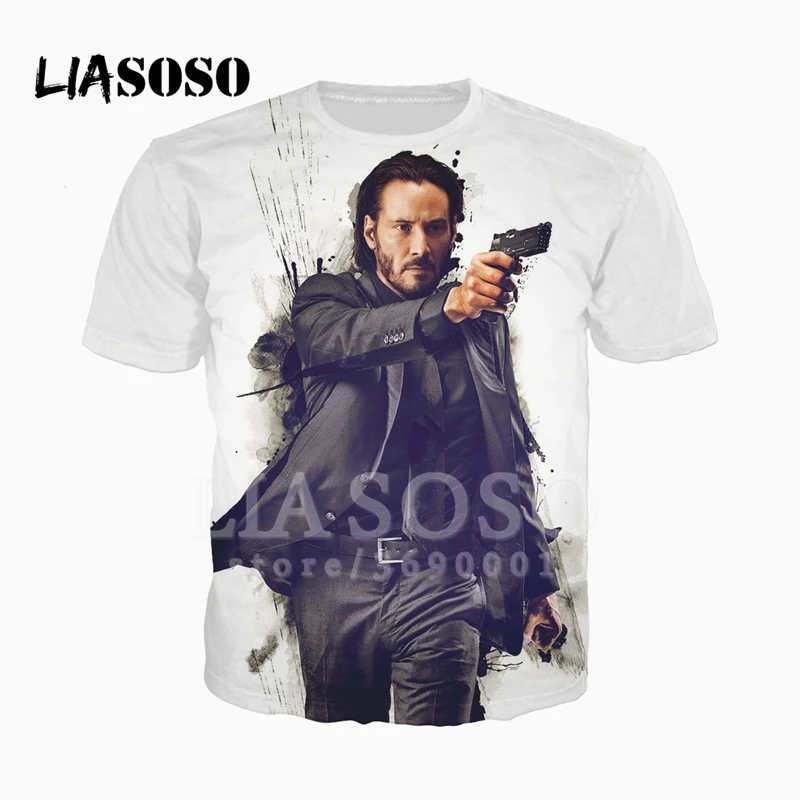 LIASOSO, 3D принт, для женщин и мужчин, фильм, Джон уик, футболка, летняя футболка, повседневный пуловер, хип-хоп, модный, короткий рукав, X2346 - Цвет: 2