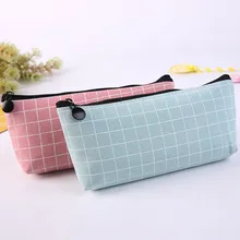 

Cute Canvas Pencil Case school Pencil Bag Simple Striped grid pencilcase Office Supplies Pen bag Students Stationery
