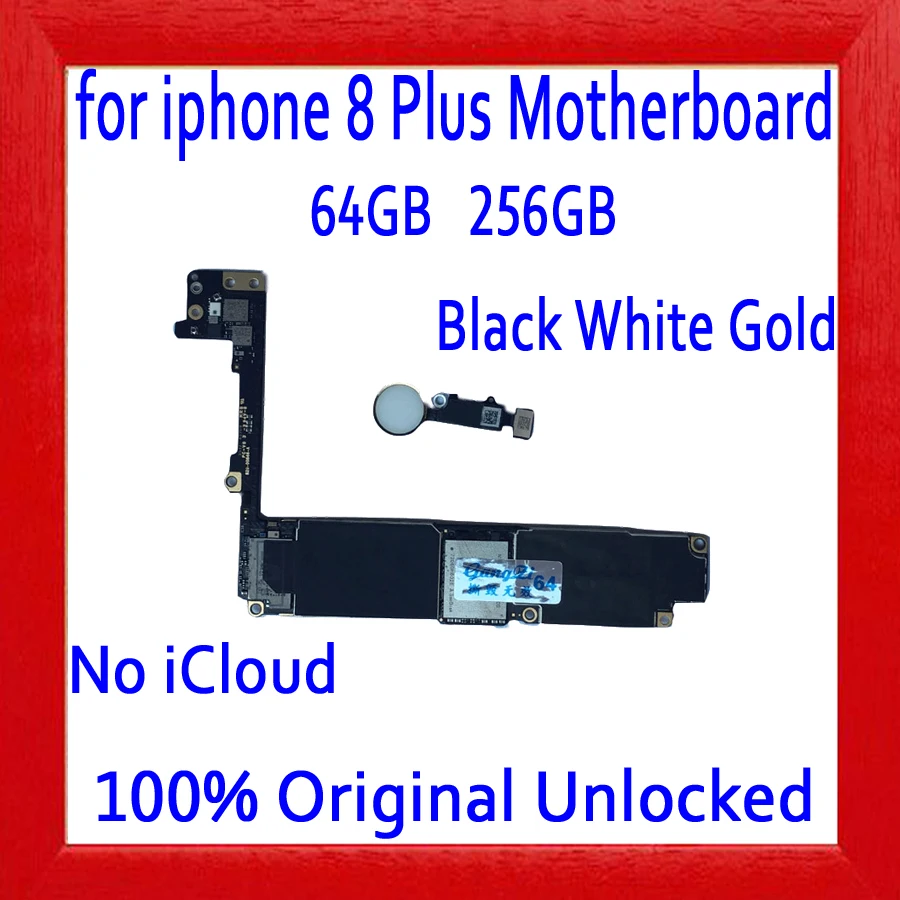 

Original unlocked for iphone 8 Plus Motherboard with Touch ID,No iCloud for iphone 8P Mainboard with IOS System,64GB / 256GB