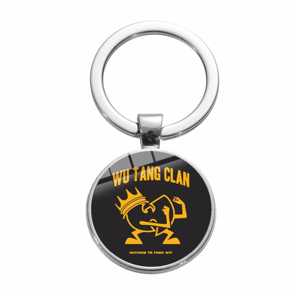 SIAN Wu Tang CLAN брелок хип-хоп рэп музыкальные вентиляторы Подарочная цепочка для ключей античное серебряное покрытие крутая полоса логотип стеклянный купол сплав брелок