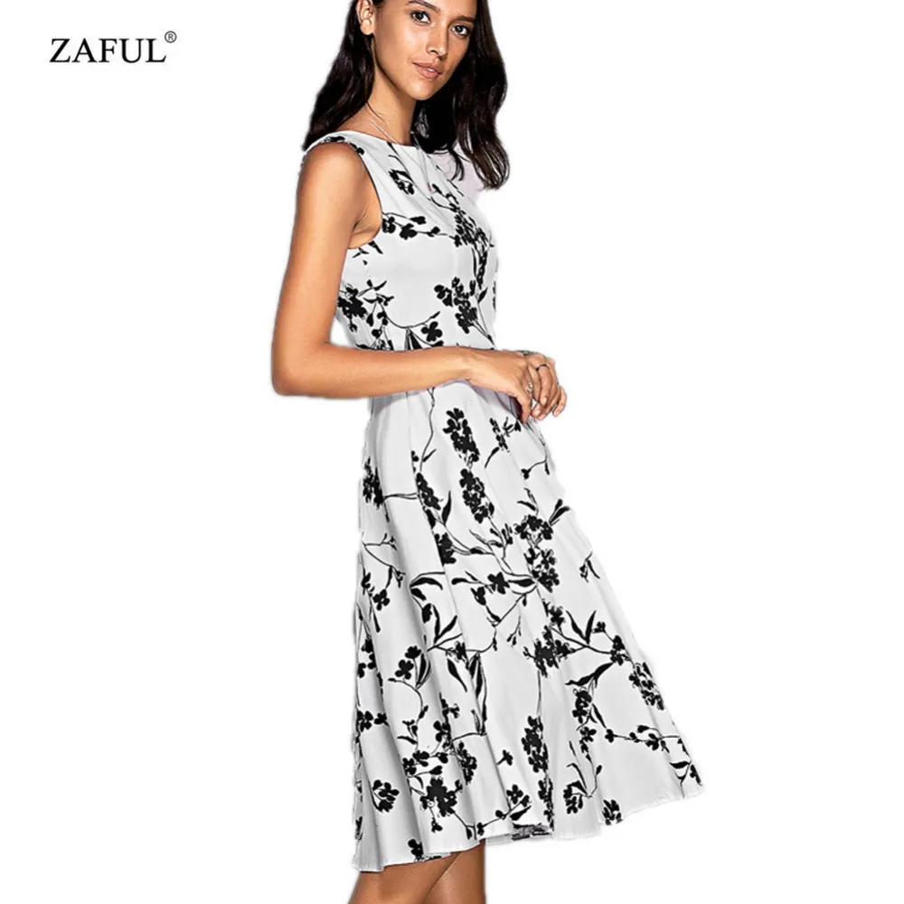 ZAFUL Plus size Women Dress Audrey Hepburn Vintage Sleeveless 1950 60s floral print Party Club Retro Dress Feminino Vestidos (17)