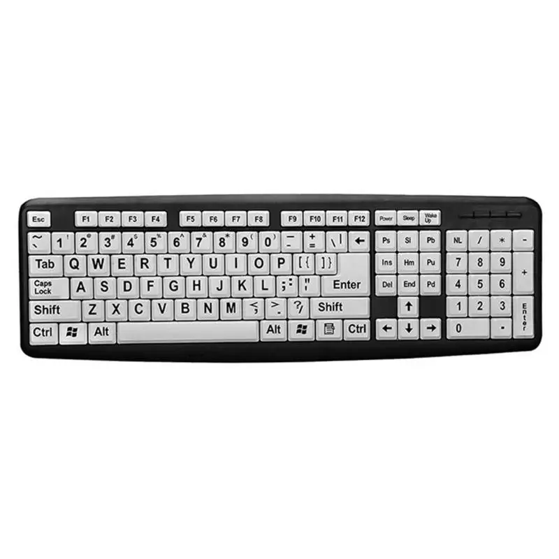 107 клавиш USB Проводная клавиатура для пожилых людей Большая печать белые клавиши черная буква пожилых Клавиатура для дома клавиатуры для
