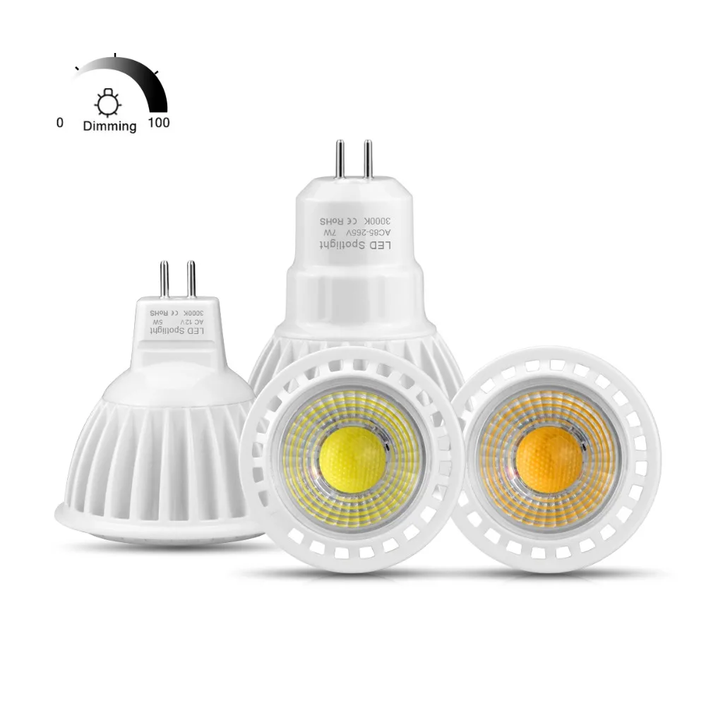 Mr16 Led 12v Ac/dc 12v Spot Light Bulb Gu 5.3 Mr16 Dimmable Lamp Gu5.3 Cob  110v 220v 3w 5w 7w Spotlight Ac 85v- 265v Aluminum - Led Bulbs & Tubes -  AliExpress