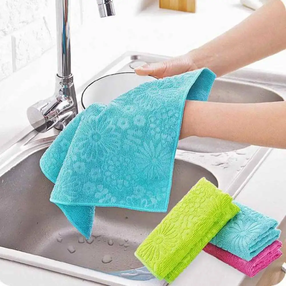 Kitchen Towel Cleaning Microfiber Water Absorbent Kitchen Dish Cleaning Drying Cloth Hand Kitchen Towel Wiping Rags