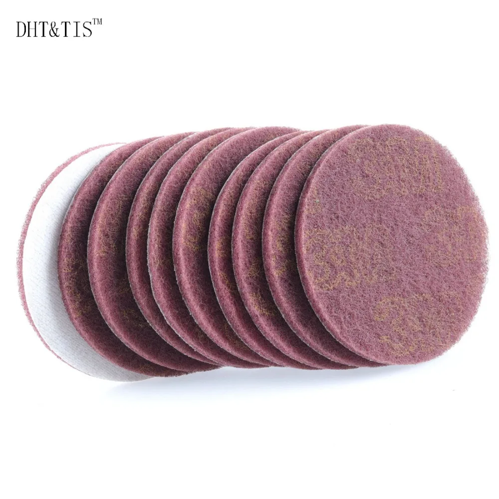 DHT&TIS 10 pieces 4",5",6" Red Medium Hook & Loop Non woven Abrasive
