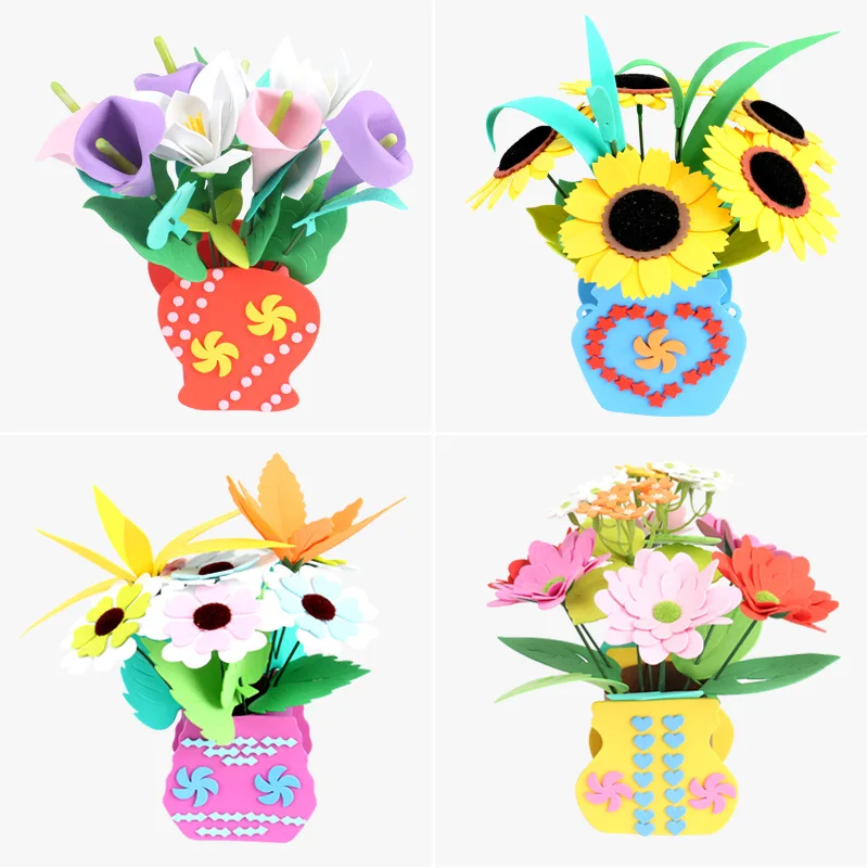 

1 Pcs DIY EVA Craft Kit Simulation Flower Pot Children Kindergarten art Material Bag Handmade Educational Toys