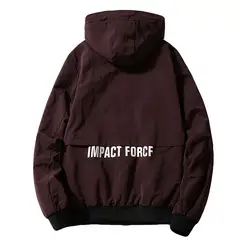 Куртки 2019 для мужчин развивать влияние FORCF короткий параграф цвет соответствия повседневное с капюшоном Алфавит печати спортивная куртка