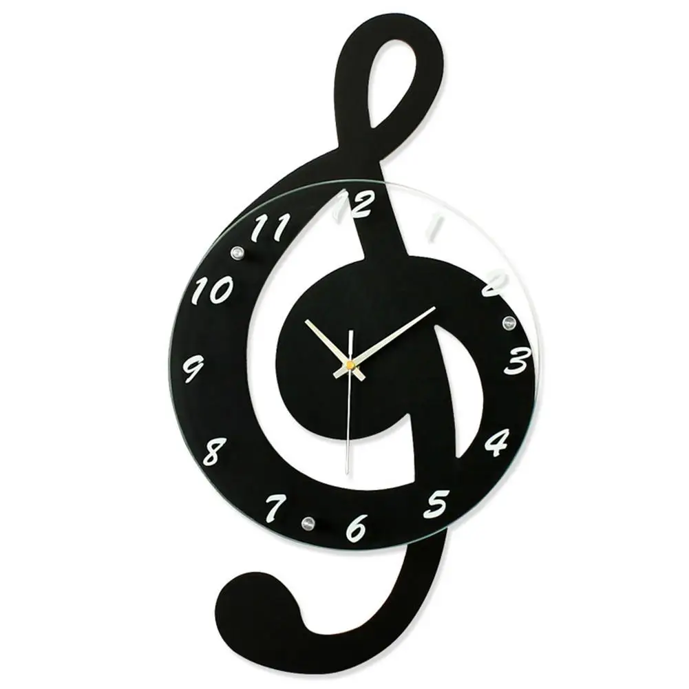 New 3D G-Clef Music Note Wall Clock Modern Minimalist Wall Clock Quartz Movement for Bedroom Living Room Personality Decoration 2